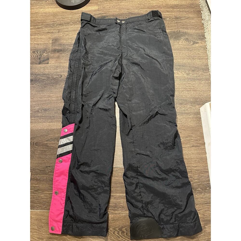Vintage Roffe Men’s Ski Pants Demetre Snow Pants Black/hot Pink Stripe SZ XL